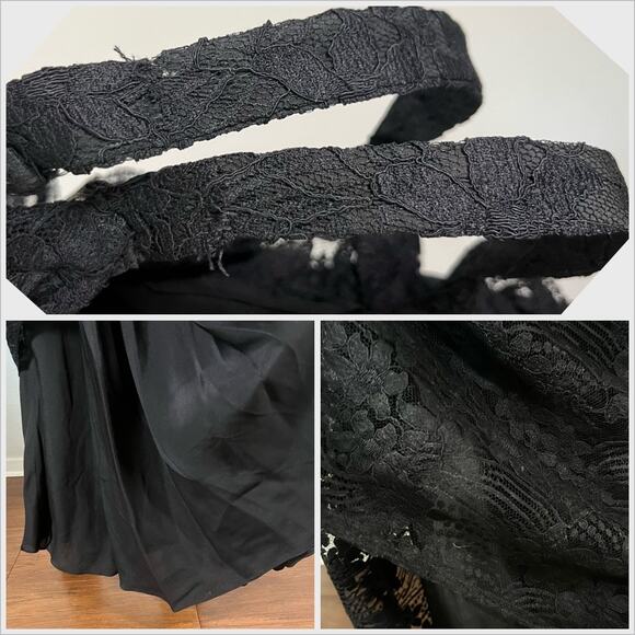 Vintage 1930s Black Lace Evening Gown FOGA Fashion Originators Guild //‎ Size XS - Picture 8 of 10